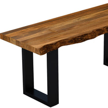 Load image into Gallery viewer, 43" Brown and Black Solid Wood Dining Bench
