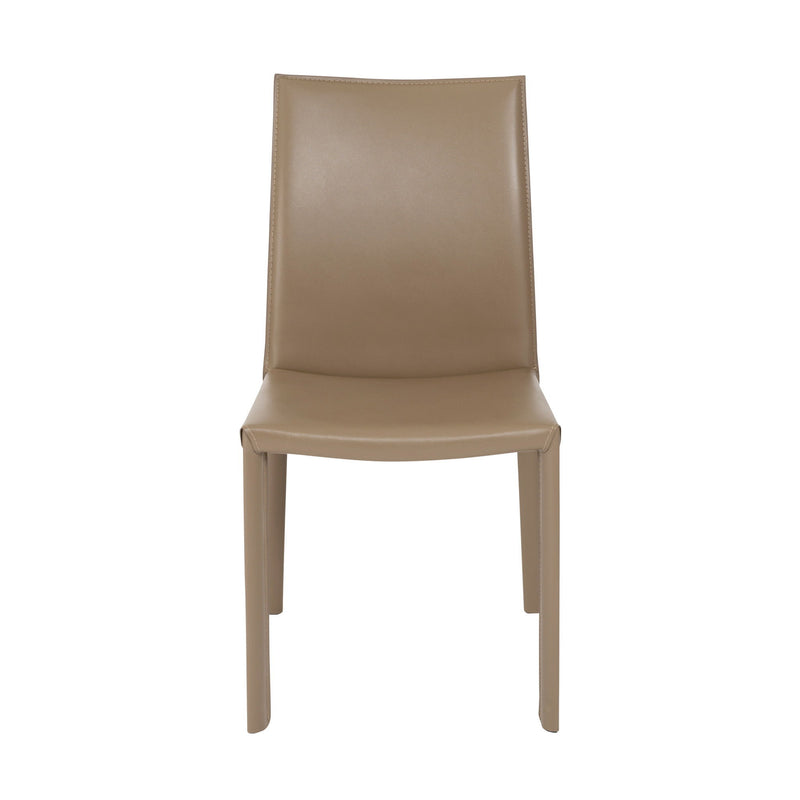 Upholstered Leather Dining Side Chairs (Set of 2) - Taupe