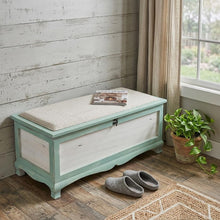Load image into Gallery viewer, Rectangular Green Wooden With Seat Cushion And Inside Storage Bench
