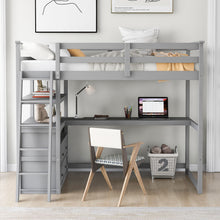 Load image into Gallery viewer, Modern Loft Bed With Built In Desk, Shelves, And 2 Drawers
