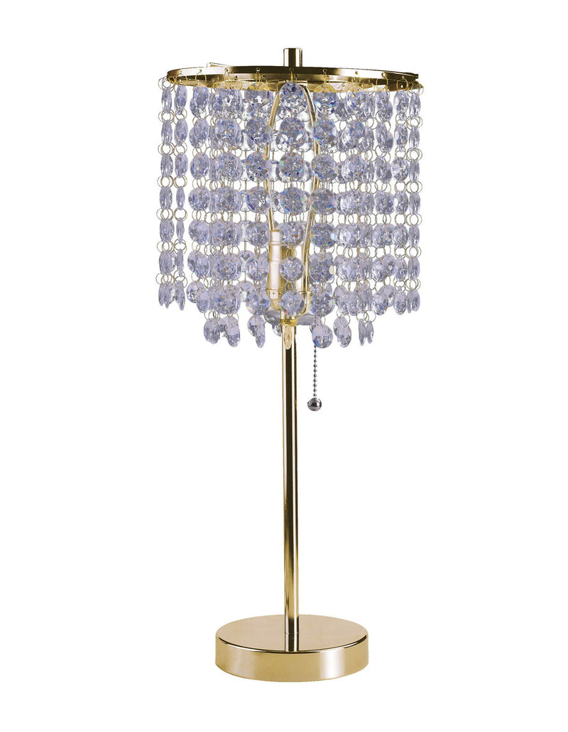 Metal Bedside Table Lamp With Clear Drum Shade - Gold