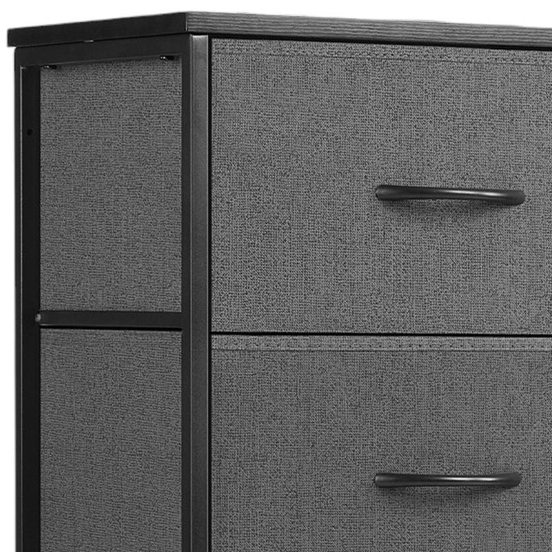 Fabric Metal And Wood Four Drawer Dresser - Gray / Black