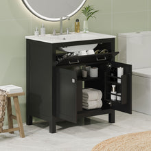 Load image into Gallery viewer, Bathroom Vanity With Ceramic Sink, Modern Single Bathroom Cabinet With 2 Doors And A Shelf, Soft Close Doors
