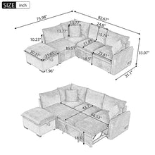Load image into Gallery viewer, Convertible Sofa Bed Sectional Sofa Sleeper L-Shaped Sofa With A Storage Ottoman, Two Pillows, Two Power Sockets And Two USB Ports For Living Room
