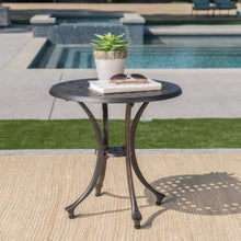 Load image into Gallery viewer, Lunaire - Outdoor Round Cast Aluminum Side Table With Lattice Top And Curved Legs - Bronze
