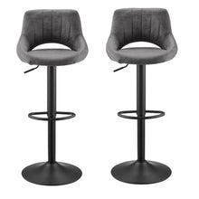 Load image into Gallery viewer, Faux Leather Swivel Low Back Adjustable Height Bar Chairs With Footrest 42" (Set of 2) - Gray and Black
