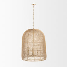 Load image into Gallery viewer, Four Light Rattan Dimmable Chandelier With Shades (731405) - Gold

