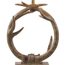Load image into Gallery viewer, Rustic Faux Antlers Table Lamp With White Drum Shade - Brown
