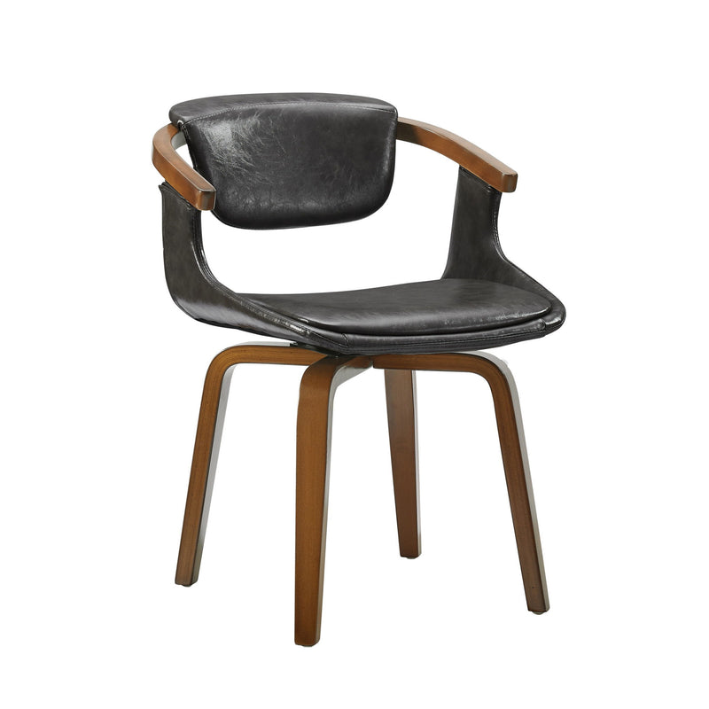 Upholstered Faux Leather Dining Arm Chair - Dark Gray