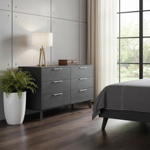 Load image into Gallery viewer, Solid Wood Six Drawer Double Dresser - Gray Wash
