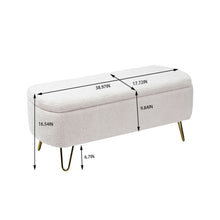 Load image into Gallery viewer, Storage Ottoman Bench For End Of Bed Legs, Modern Camel Faux Fur Entryway Bench Upholstered Padded With Storage For Living Room Bedroom
