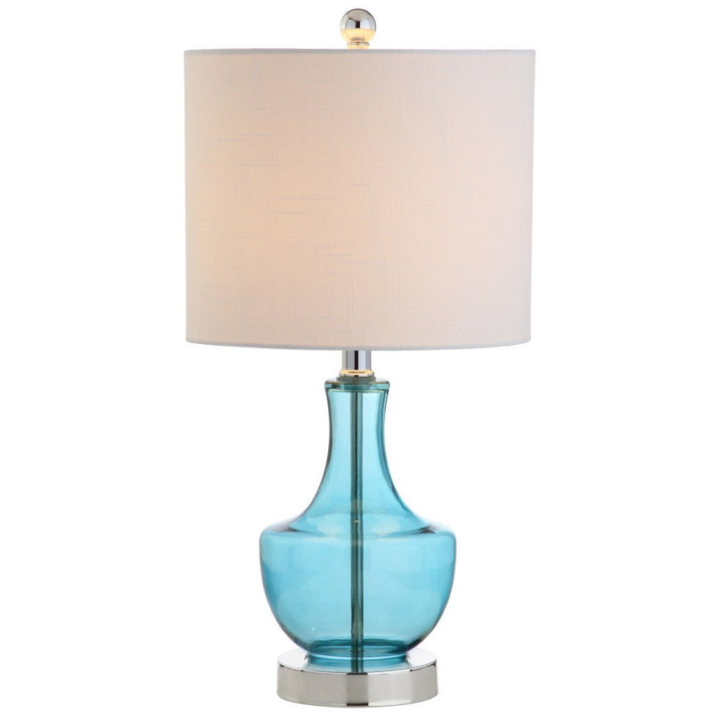 20" Gourd Table Lamp With Drum Shade - Blue