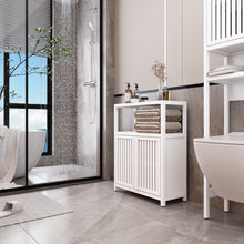 Load image into Gallery viewer, Bamboo Large Capacity Storage Cabinet With Shelves For Bathroom And Living Room - White
