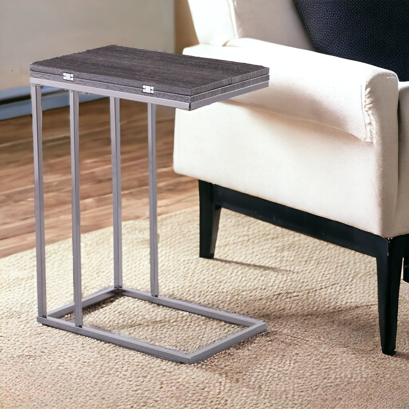 Exp able Rectangular End Table - Silver