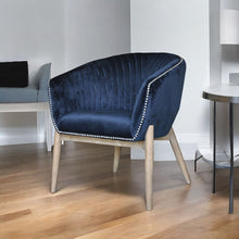 Load image into Gallery viewer, 28" Velvet Arm Chair - Blue / Brown
