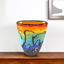 Load image into Gallery viewer, Abstract Oval Murano Table Vase - Red / Blue / Red

