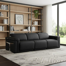 Load image into Gallery viewer, Top Grain Leather Reclining Metal USB Sofa (720357) - Black
