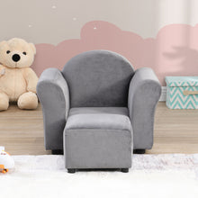 Load image into Gallery viewer, Kids Recliner Chair, Kids Upholstered Couch With Ottoman - Gray
