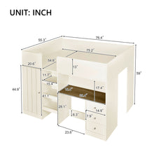 Load image into Gallery viewer, Loft Bed With Built In Wardrobe, Desk, Shelves, And Drawers
