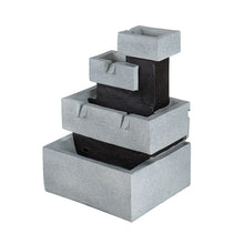 Load image into Gallery viewer, Decorative 4 Tier Block Fountain With Light, For Indoor And Outdoor - Black / Gray
