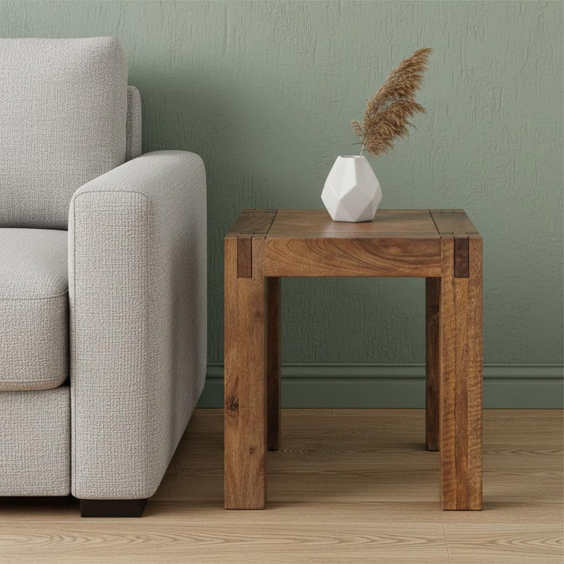 Solid Wood Square End Table (716253) - Brown