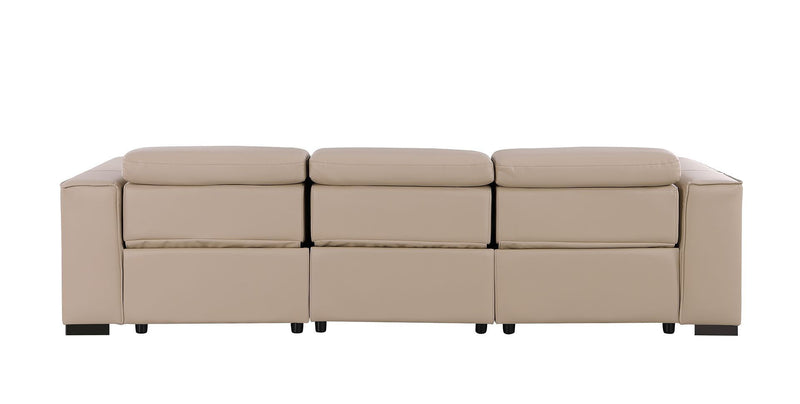 Top Grain Leather Reclining USB Sofa (720305) - Beige
