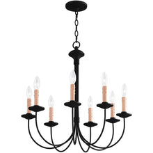 Load image into Gallery viewer, 24" Eight Light Dimmable Chandelier With Shades - Black
