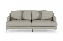 Load image into Gallery viewer, Genuine Leather Sofa With Silver Legs - Light Gray
