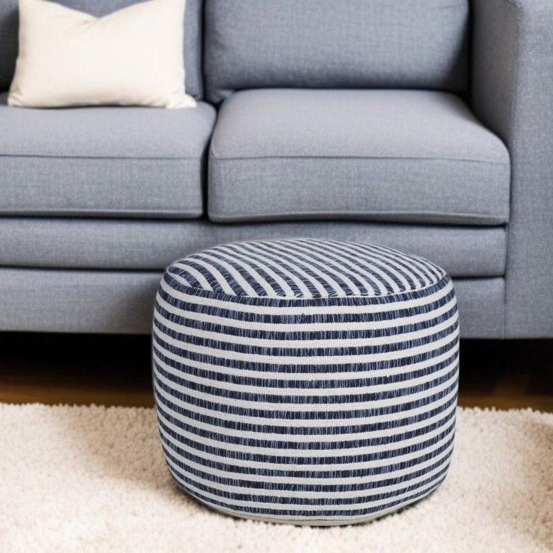 Cotton Ottoman Round - Blue