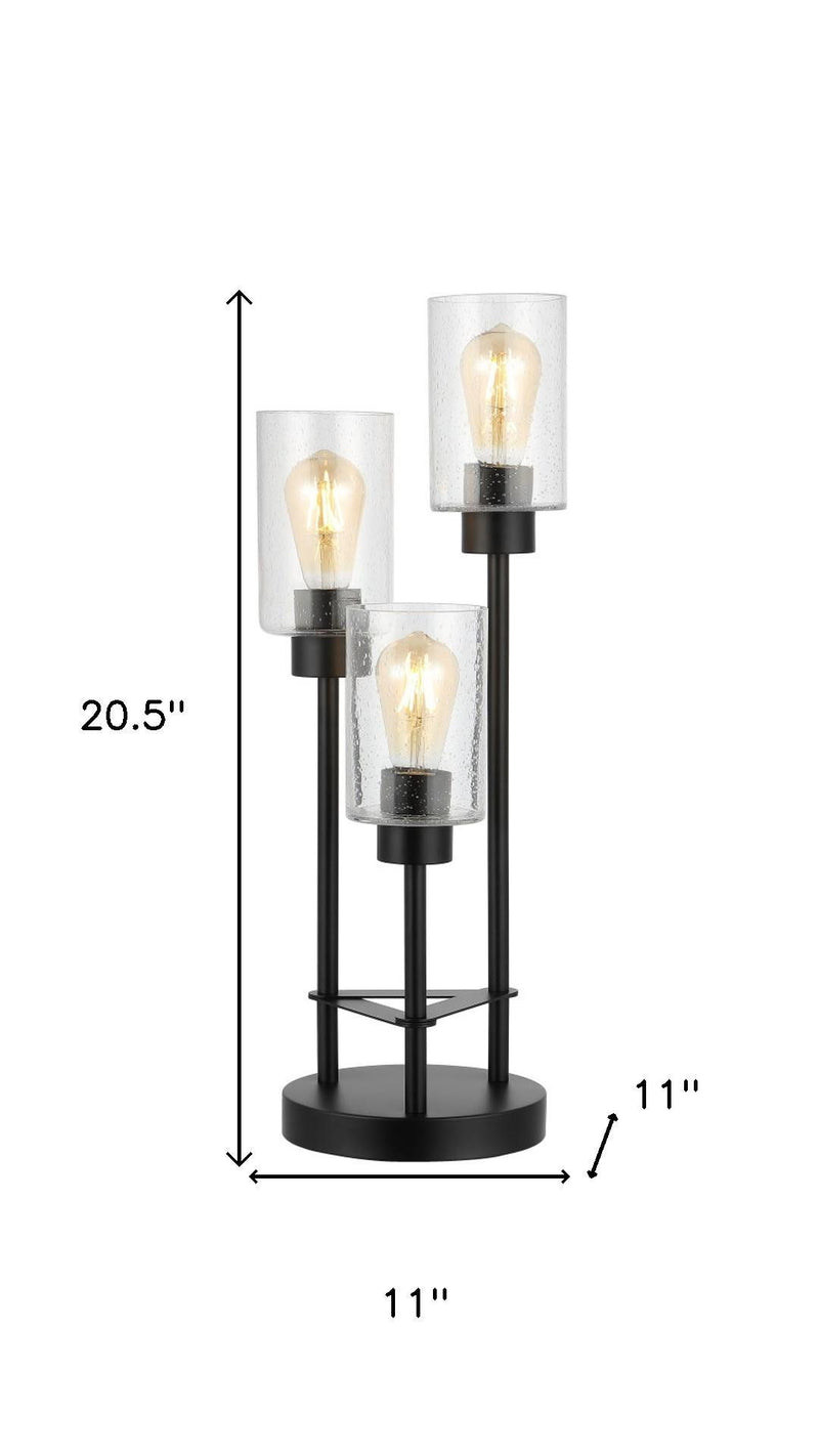 Three Light Novelty Table Lamp With Cylinder Shade - Black