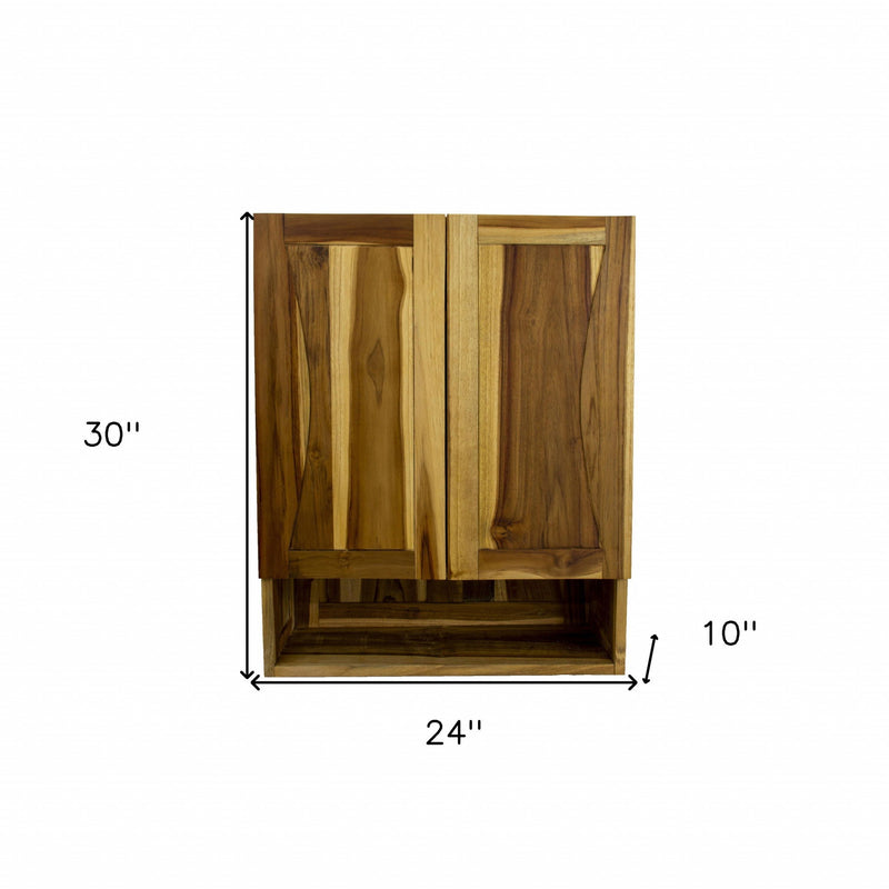 Solid Wood Wall Mounted Accent Cabinet - Brown
