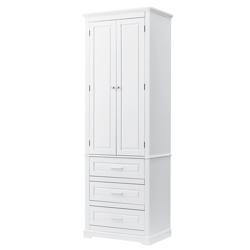 Tall Storage Cabinet With 3 Drawers For Bathroom