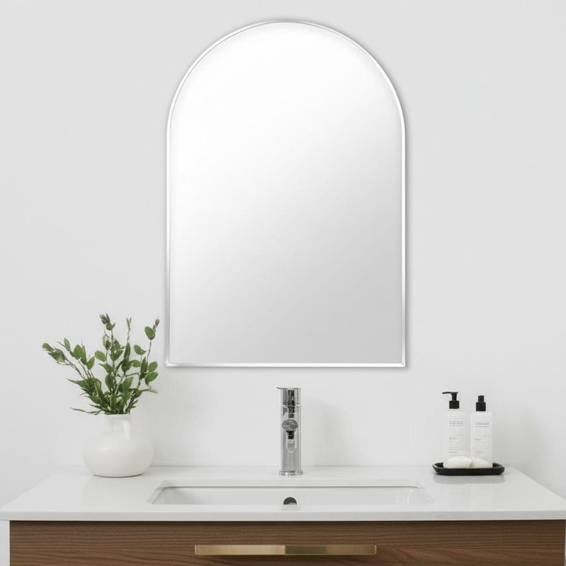 36" Arch Aluminum Framed Bathroom Vanity Mirror - Silver
