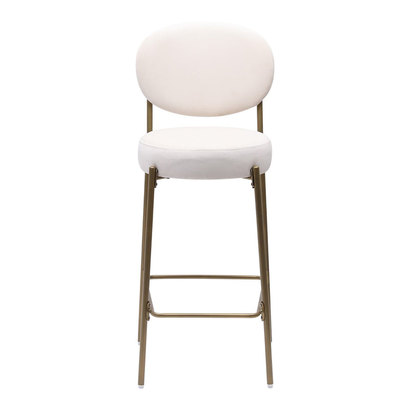Velvet Metal Low Back Bar Height Bar Chairs (Set of 2) - White / Gold