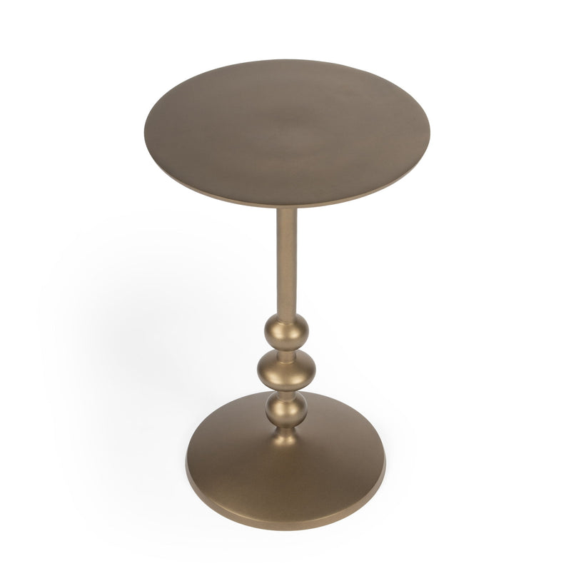 19" Bronze Aluminum Round Pedestal End Table - Gold