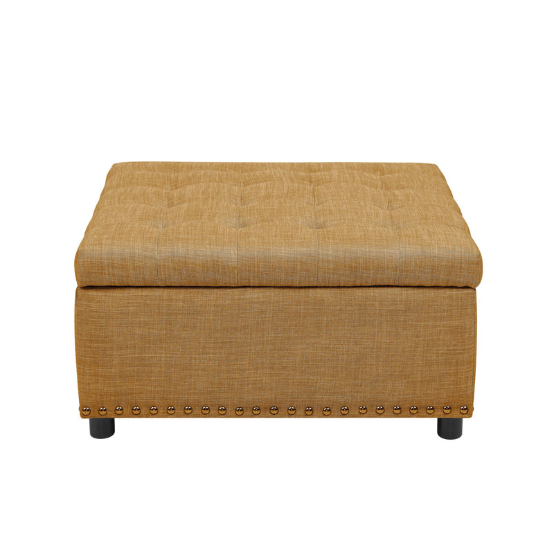 Tufted Storage Ottoman With Button Tufting And Nailhead Trim