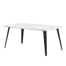 Load image into Gallery viewer, 63" Faux Marble And Metal Dining Table - White
