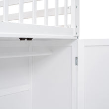 Load image into Gallery viewer, Twin-Twin over Full L-Shaped Bunk Bed With 3 Drawers, Portable Desk and Wardrobe, White
