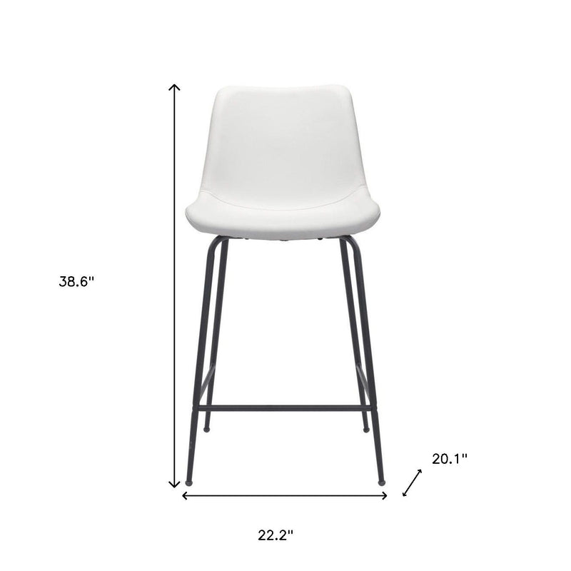 Steel Low Back Counter Height Bar Chair - White And Black