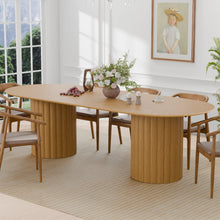 Load image into Gallery viewer, 86" Wood Double Pedestal Base Oval Dining Table - Natural / Light Brown
