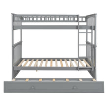 Load image into Gallery viewer, Full over Full Bunk Bed with Twin Size Trundle, Convertible Beds, Gray
