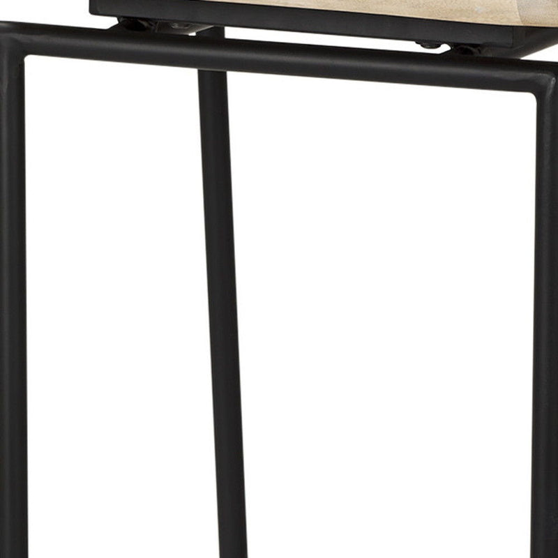 31" Solid Wood And Metal Low Back Bar Height Bar Chair - Black / Natural
