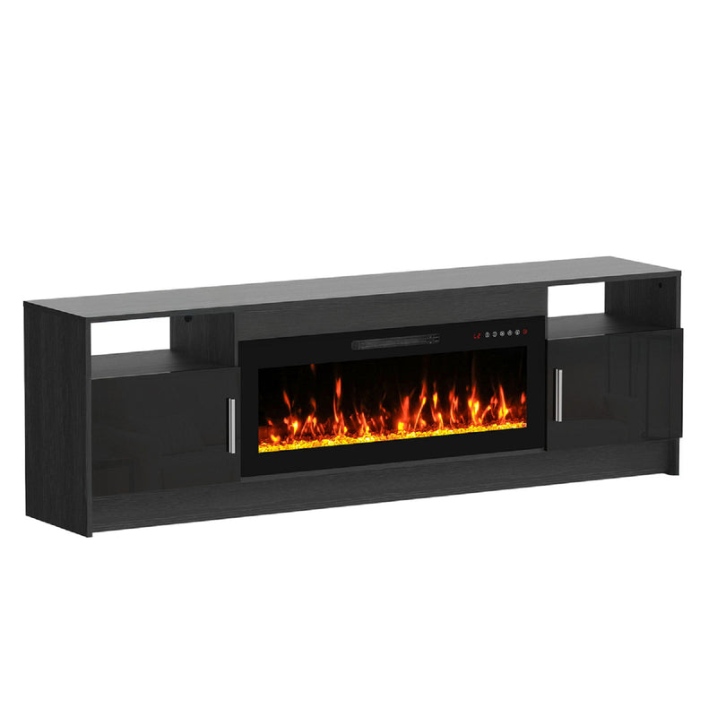 Wood Fireplace Entertainment Center With Fireplace (723799) - Black