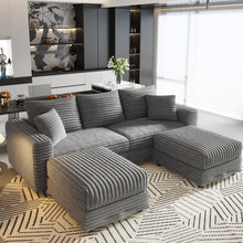 Load image into Gallery viewer, Convertible Deep Seat Sofa With Soft Pillows And Ottomans
