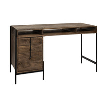 Load image into Gallery viewer, 56" Medium Brown Wooden Writing Desk With 3 Drawers And 3 Open Shelves
