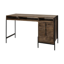 Load image into Gallery viewer, 56" Medium Brown Wooden Writing Desk With 3 Drawers And 3 Open Shelves
