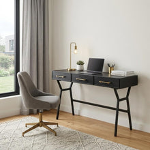 Load image into Gallery viewer, 51" Black Writing Desk With Three Drawers
