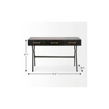 Load image into Gallery viewer, 51" Black Writing Desk With Three Drawers
