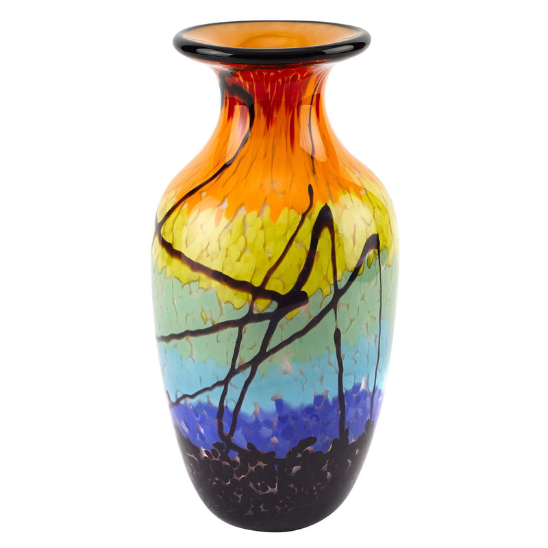 Abstract Urn Handblown Table Vase - Black / Blue / Red