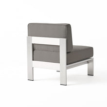 Load image into Gallery viewer, Outdoor Aluminum Armless Chair With Cushion - Silver
